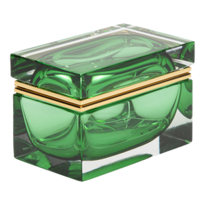 Hand-Blown Murano Giant Box in Emerald Green With Brass Fittings