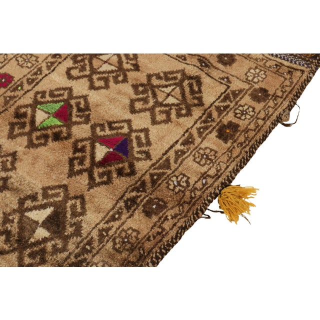 Tribal Antique Baluch Persian Rug in Beige-Brown, Ram’s Horn Medallions For Sale - Image 4 of 7