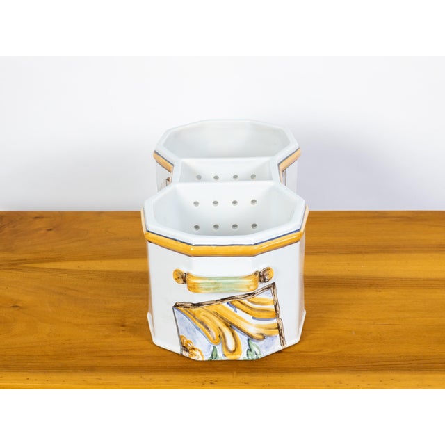 A faïence Tiffany & Co. wine cooler from the 20th century, hand-painted in France. Created in France for Tiffany & Co,...