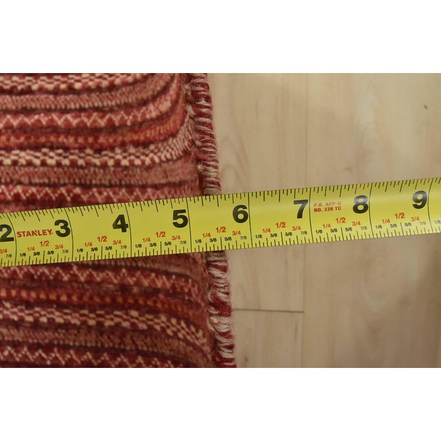 Gabbeh Rug 4'7'' X 6'9'' Red Wool Striped Contemporary Hand-Knotted Carpet For Sale - Image 10 of 12