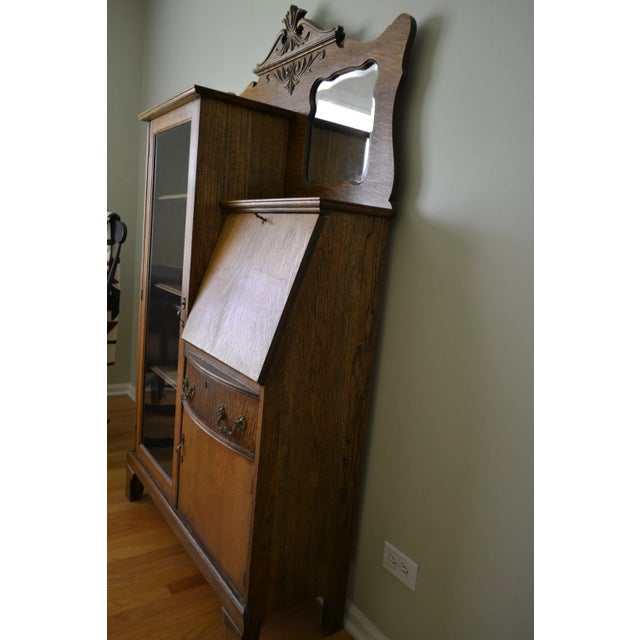 Wood Antique Larkin Tiger Oak Secretary Desk With Bookcase, Circa 1900 For Sale - Image 7 of 11
