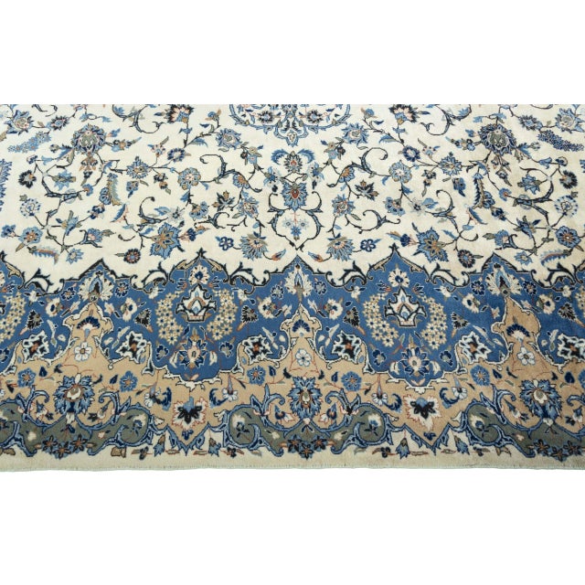 Hand-Knotted Kashan Rug in Cork Wool with Light Floral Design, 1990s For Sale - Image 9 of 13