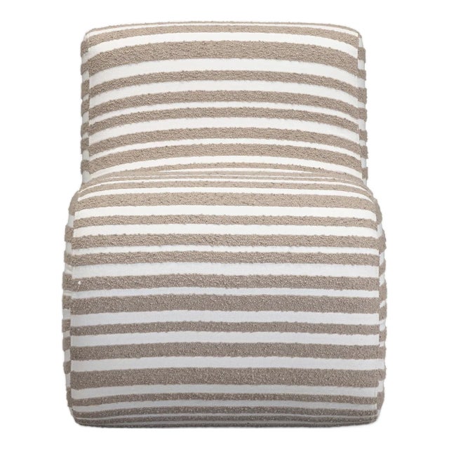 Taupe Senna Taupe Jacquard Organic Stripes Accent Chair For Sale - Image 8 of 8