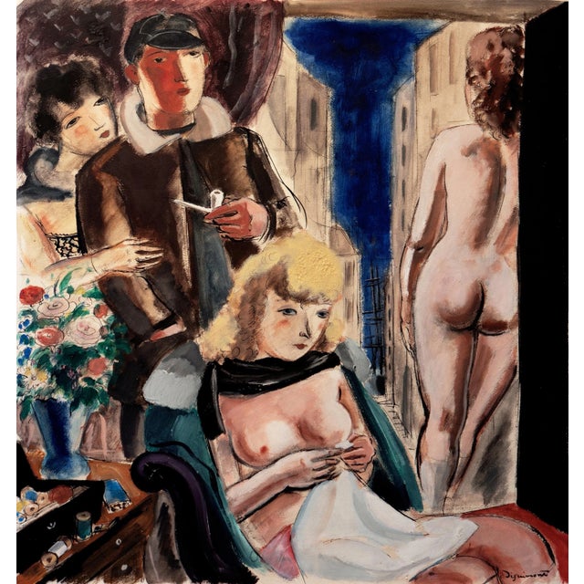 Paper 'Brothel Interior With Figures' by André Dignimont, Salon D’Automne, Paris, Benezit, Illustrator For Sale - Image 7 of 8