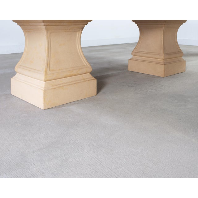 Michael Taylor Neoclassical Stone Pedestal Walnut Dining Table 10 Ft For Sale - Image 15 of 18