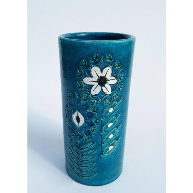 C. 1960's Italian Signed Bitossi for Rosenthal-Netter Cerulean Blue Glazed Tall Ceramic Vase For Sale - Image 13 of 13
