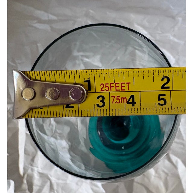 Vintage Libbey Domaine Teal Green Petal Stem Tall Champagne Flutes - Pair 9.75” For Sale - Image 9 of 10