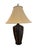Pair of statement table lamps featuring urn-shaped bases handcrafted with mosaic-tiled dark steer horn panels and...