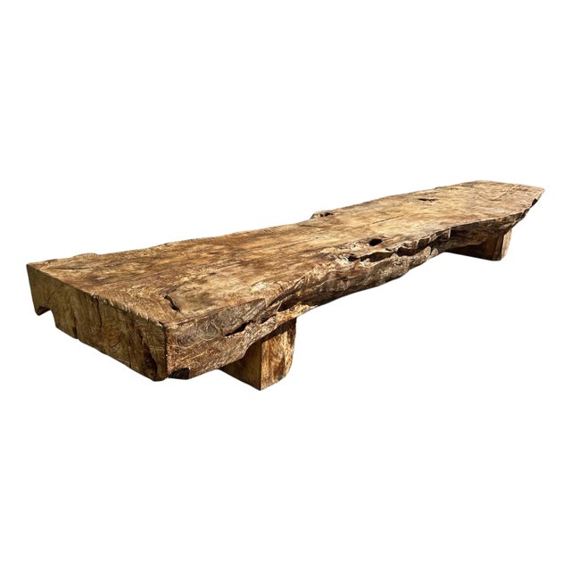 Vintage Large Lychee Slab Lobby Bench For Sale