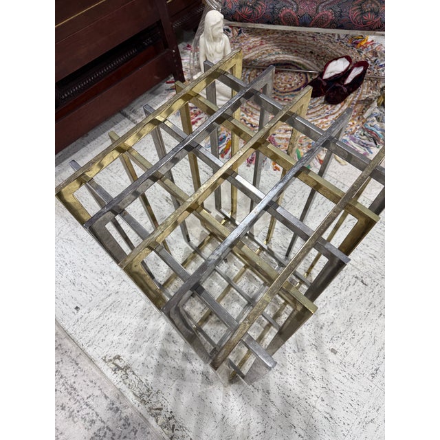 1970s 1970s Pierre Cardin Chrome and Brass Cage Dining Table Base France For Sale - Image 5 of 8