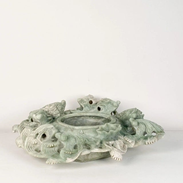 Large Vintage Chinese Dragon Bowl or Centerpiece, Soapstone, Circa 1970 For Sale - Image 9 of 11