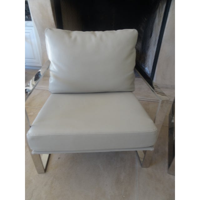 Contemporary Modern Leather & Chrome Chairs From Italy a Pair For Sale - Image 3 of 9