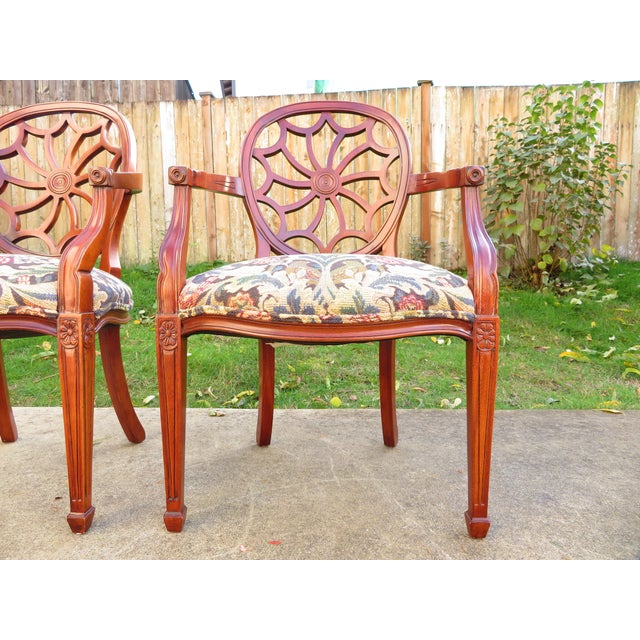 Brown Vintage Hickory Chair Co Mahogany Spider Back Captain's Side Chair Pair For Sale - Image 8 of 16