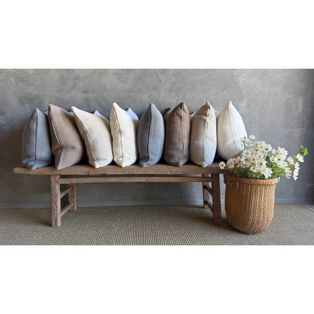 Hemp Pillow With Down Insert in Flax Natural For Sale In Los Angeles - Image 6 of 8