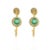 Art Deco 14k Gold Genuine Emerald Diamond Halo C-Hoop Wedding Earrings Gift- A Pair For Sale - Image 3 of 10