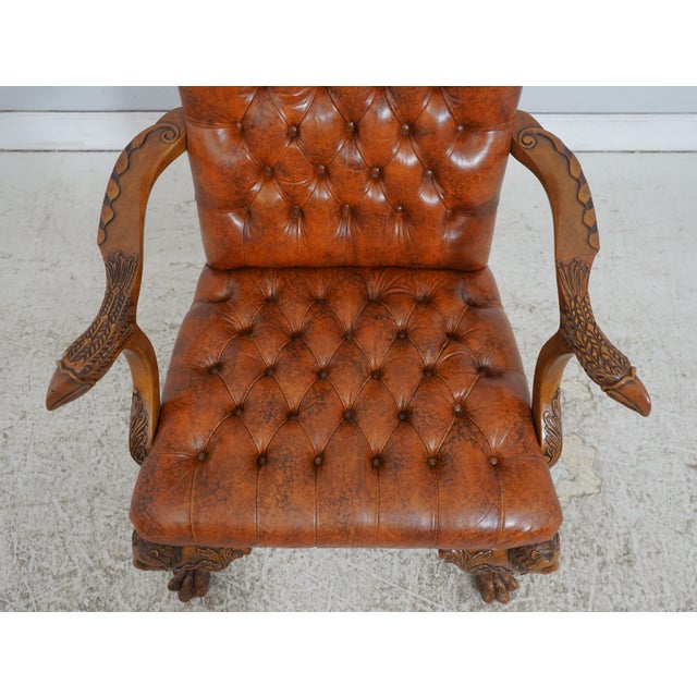 Brown Georgian Tufted Leather Carved Arm Chair For Sale - Image 8 of 18