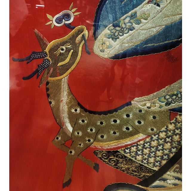 Monumental Chinese 19th C Art Framed Silk Embroidery Qing Dynasty For Sale - Image 10 of 15
