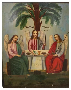 19th Century Orthodox Icon The Testament Trinity, 1860