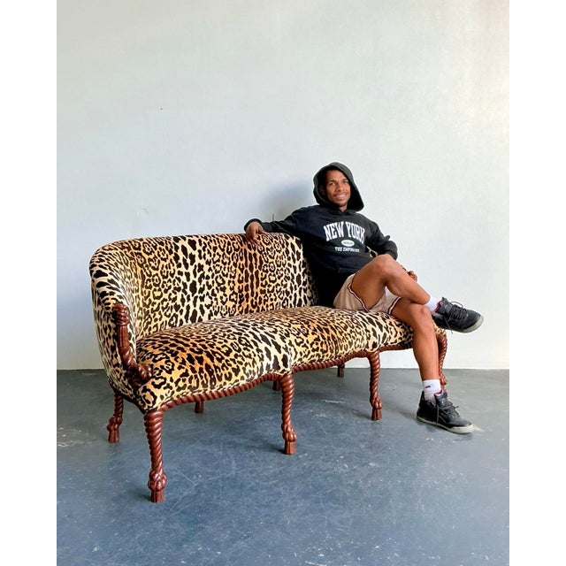 Vintage Regency Leopard Rope and Knot Sofa For Sale - Image 10 of 12
