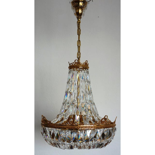 Metal Brass and Lead Crystal 9-Flame Chandelier from Palwa, 1960s For Sale - Image 7 of 18