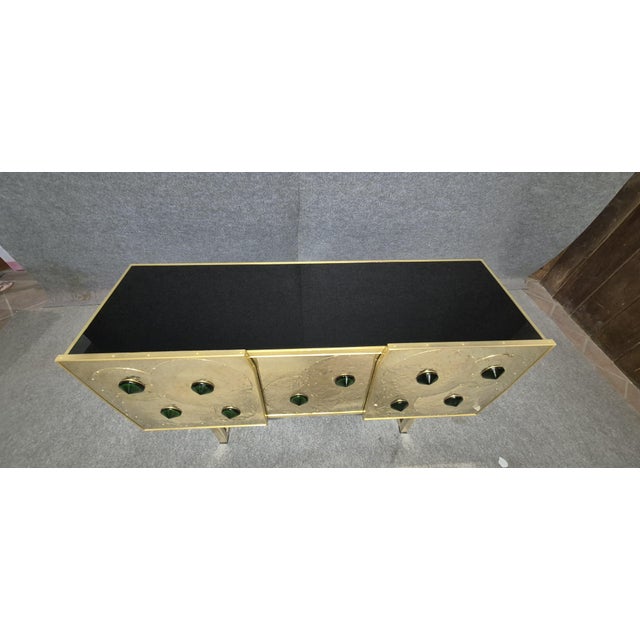 Black Brass and Black Glass Sideboard with Murano Jewels from Justfurnituress SRL For Sale - Image 8 of 15