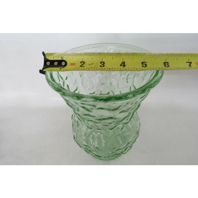 Mid 20th Century Hoosier Glass Co Green Depression Glass Pebble Rippled Vase For Sale - Image 5 of 11