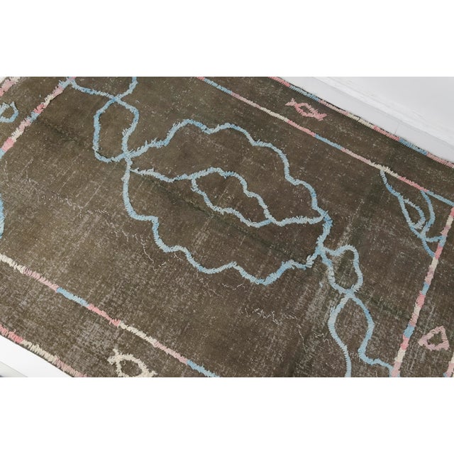 Khaki Vintage Turkish Wool Carpet For Sale - Image 8 of 10