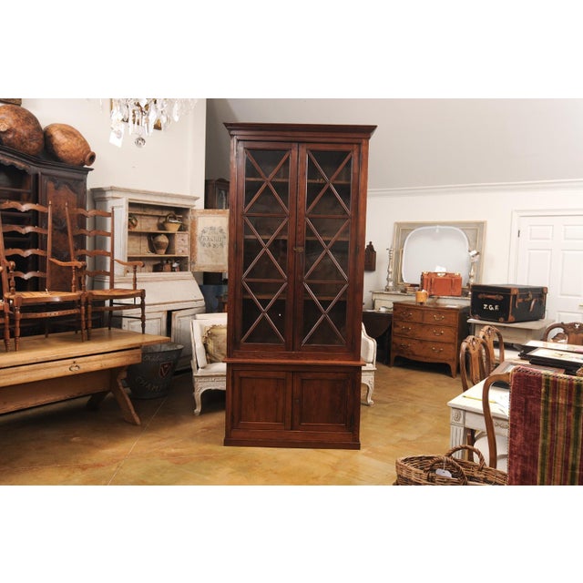 Swedish 19th Century Two-Part Glass and Walnut Doors Vitrine with X-Form Motifs For Sale - Image 10 of 10