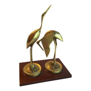 Vintage Brass Cranes Figurine For Sale