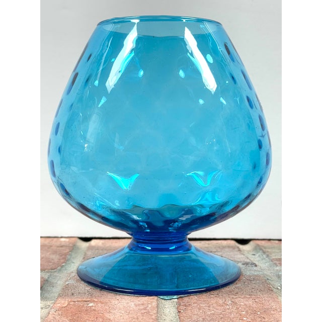 Empoli Mid 20th Century Italian Empoli Optic Blue Glass Vase For Sale - Image 4 of 6