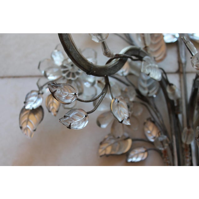 Monumental Signed Maison Bagues France Crystal Floral Bouquet Wall Sconces a - Pair For Sale - Image 10 of 12
