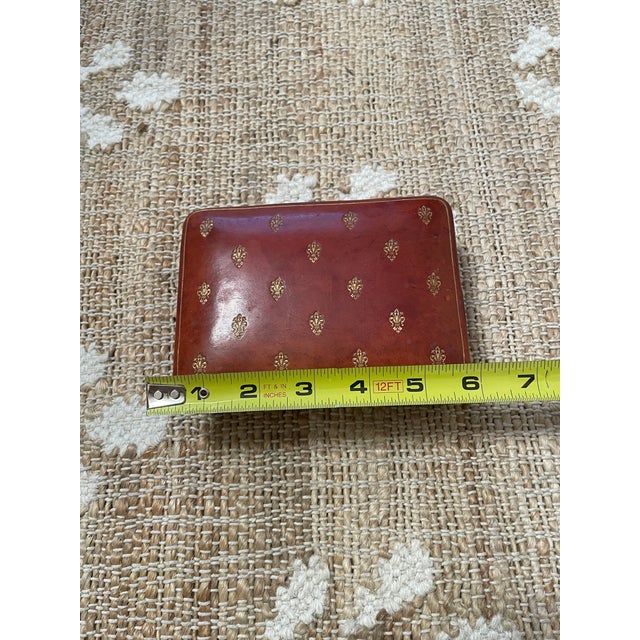 Animal Skin Vintage Italian Burgundy Leather Box Featuring Embossed Gold Fleur-De-Lis For Sale - Image 7 of 10