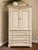 Late 20th Century Vintage Distressed Solid Wood Armoire With Carved Laurel Details For Sale - Image 5 of 7