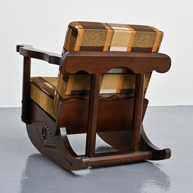 Rocking Chairs in Carved Wood, 1970, Set of 2 For Sale - Image 9 of 11
