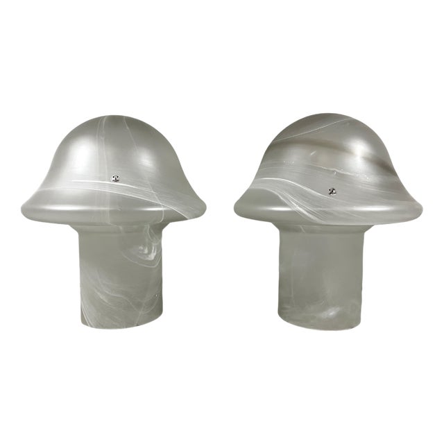 Glass Mushroom Table Lamps from Peill & Putzler, 1970s, Set of 2 For Sale