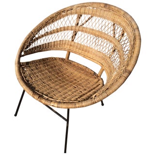 Mid-Century Modern Rattan Scoop Chair For Sale