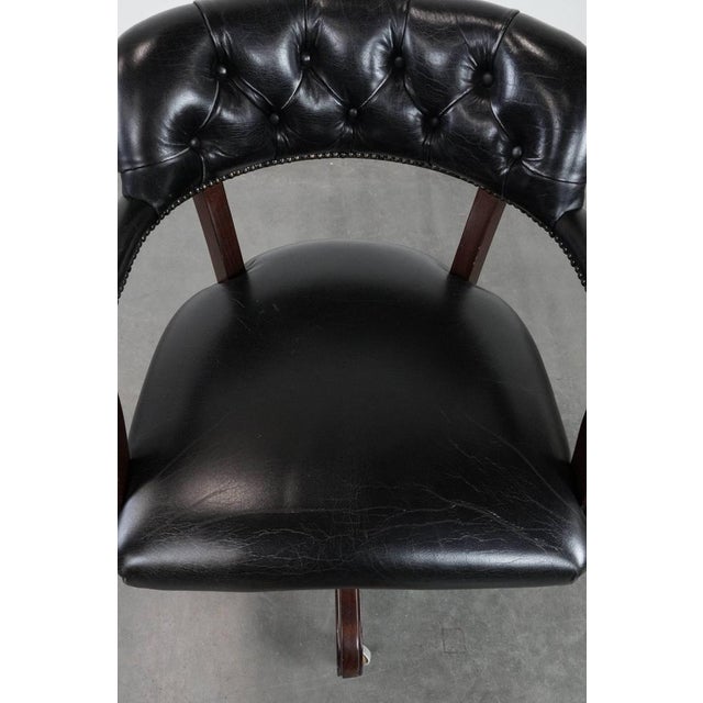 Chesterfield Office Chair in Cowhide Leather on Wheels For Sale - Image 6 of 18