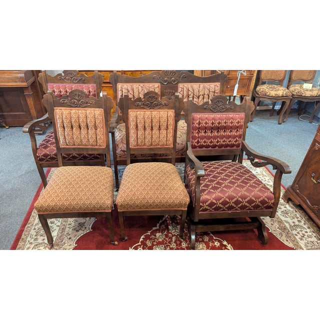 Late 19th Century Victorian 5 Piece Parlor Suite For Sale - Image 4 of 17