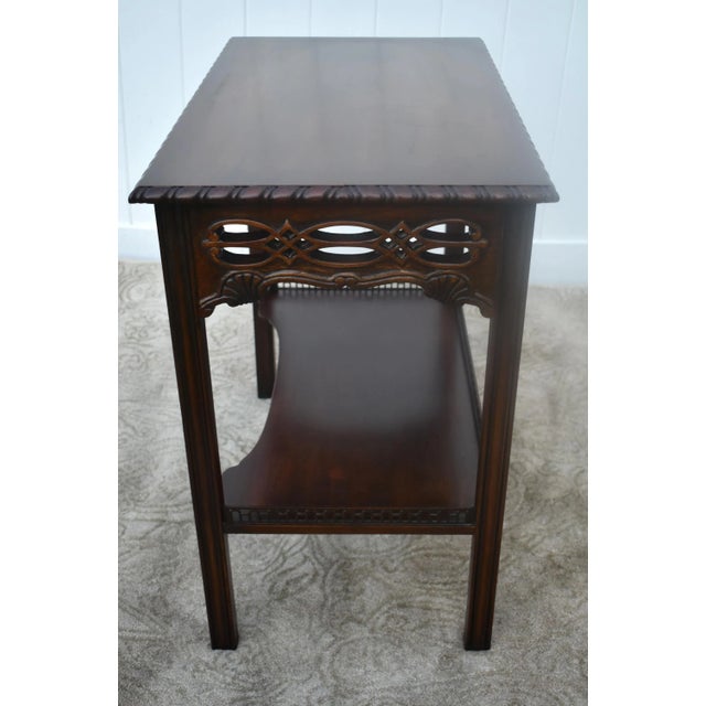Brown Wellington Hall Mahogany Table Vintage Edwardian Writing Chippendale Tea Desk For Sale - Image 8 of 13