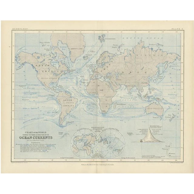 World Map of Ocean Currents by A. K. Johnston, 1852 For Sale - Image 10 of 10