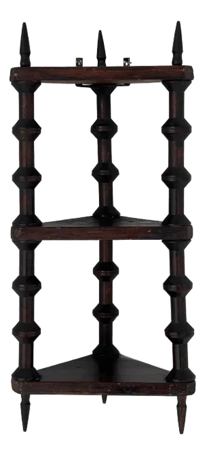 Vintage Folk Art Spool Corner Shelf, Circa Early 20th Century