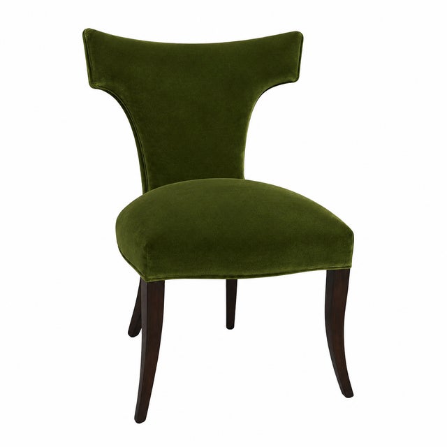 Mid-Century Modern Modern Mid Century Style Klismos Dining Chairs . Green Velvet - Set of 6 For Sale - Image 3 of 5
