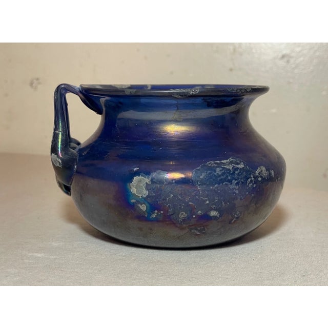 Scavo Corroso Vintage Hand Blown Murano Seguso Italian Iridescent Blue Scavo Style Glass Vase For Sale - Image 4 of 13