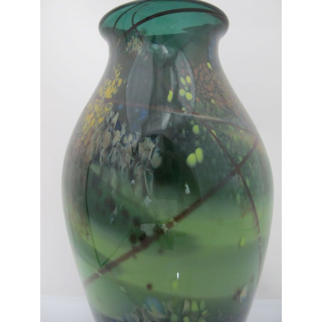 Hand blown art glass vase by Suzanne Kindland, a resident contemporary artist at Icefire Glassworks in Cannon Beach,...