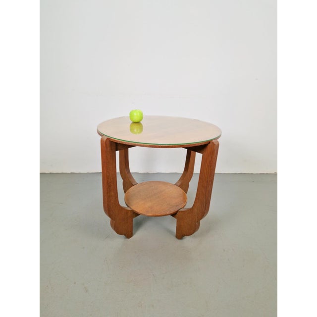 Round Oak Side Table in Art Deco Style, 1930s For Sale - Image 6 of 8