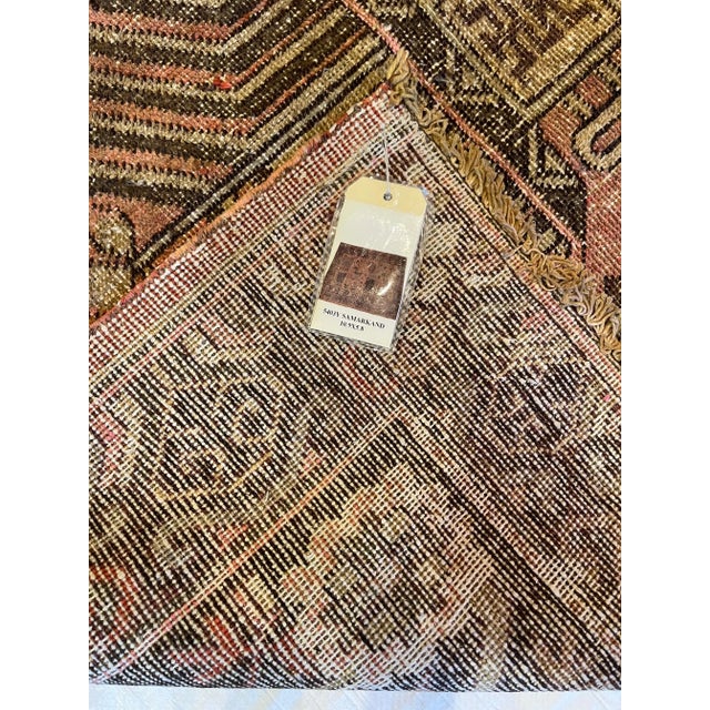 Light Pink Late 19th Century Vintage Samarkand Rug For Sale - Image 8 of 9