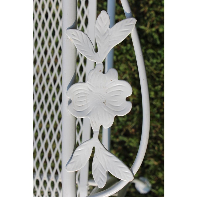 Wrought Iron Patio Set With Dogwood Motifs—Table and Four Armchairs With Covers, 5 Pieces For Sale - Image 10 of 18
