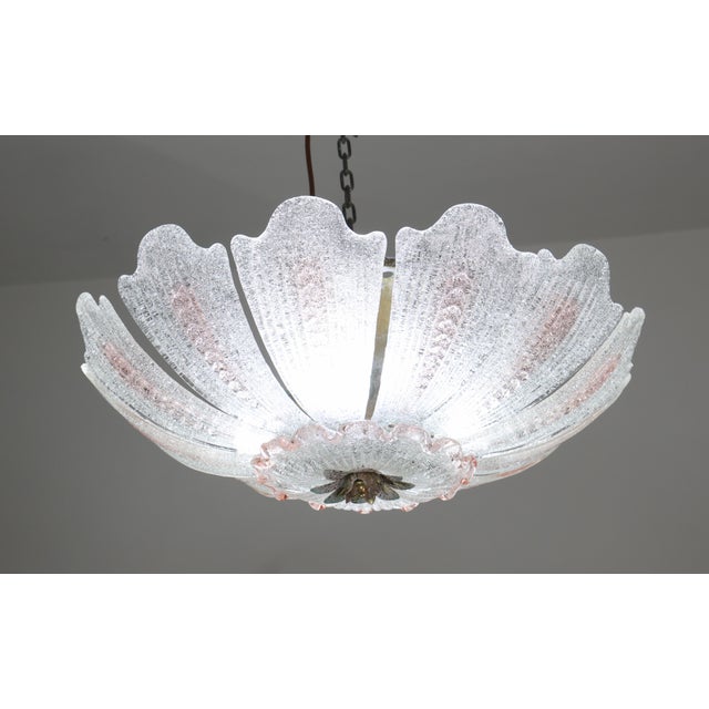 1980s Milan, Pink Sunflower Murano Glass Ceiling Light or Chandelier For Sale - Image 4 of 11
