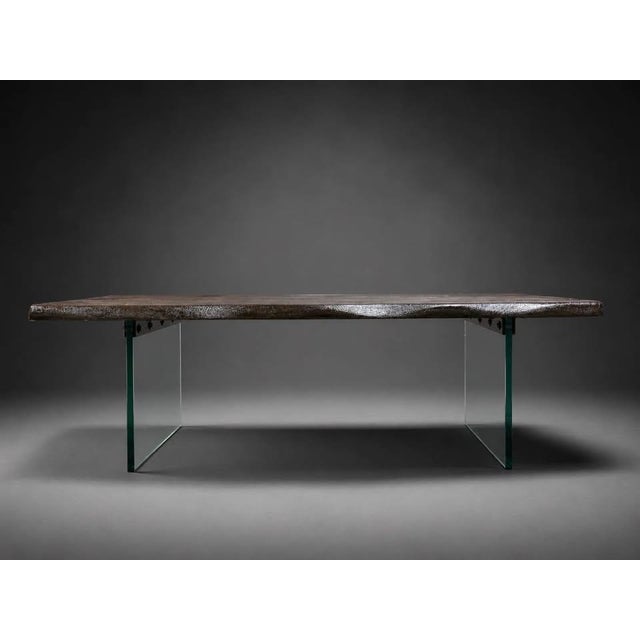 2020s Modern Live Edge-Style Coffee Table With Glass Panel Legs For Sale - Image 5 of 9