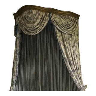 Antique French King Sized Guilded Gold Carved Wood Canopy Crown Wood Bed Crown, Teester For Sale